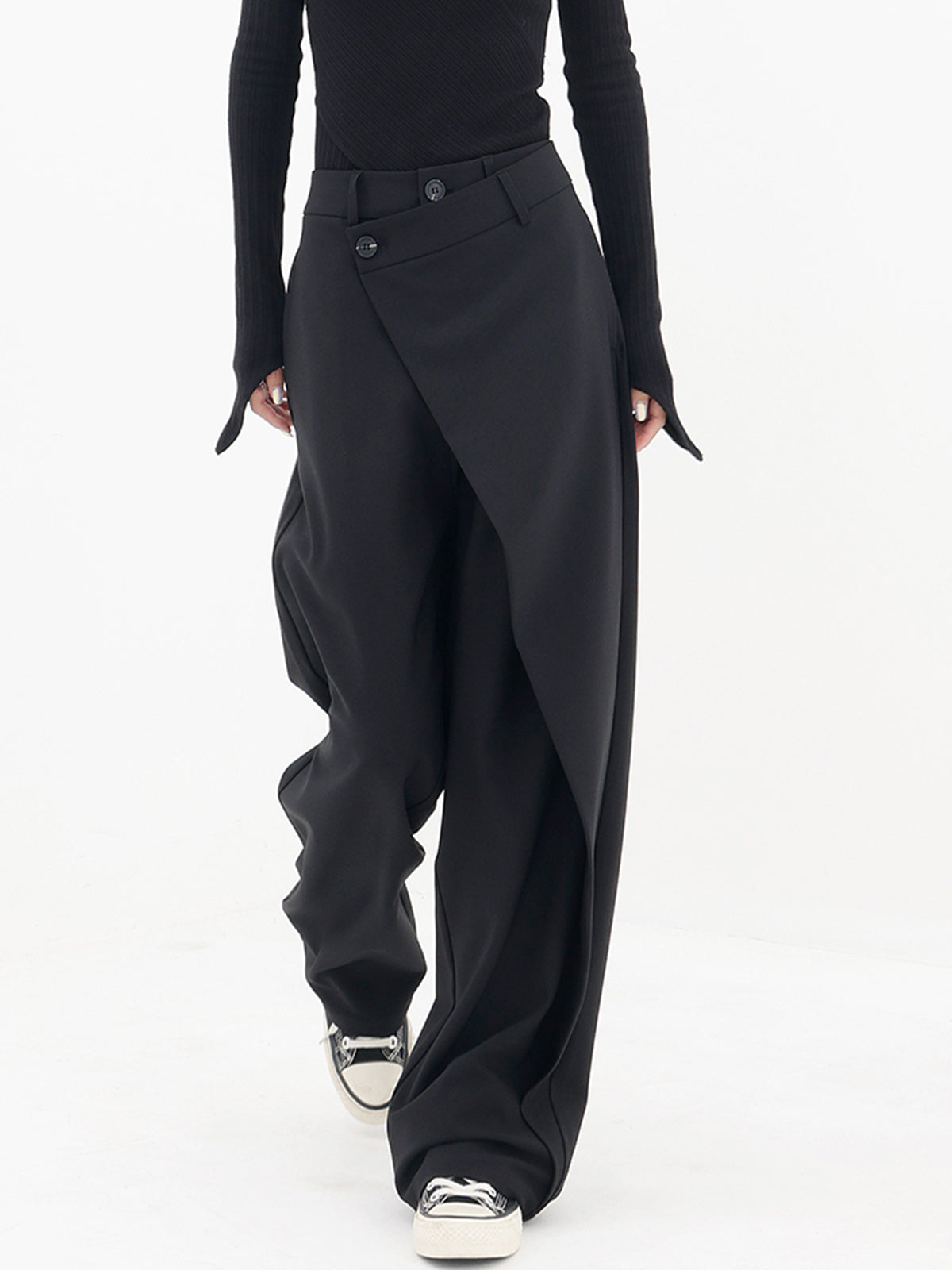 asymmetrical layer button wide leg dress pants Size:8-9 Y The center pleat and Wholesale SHEIN LUNE Shirred Ruffle