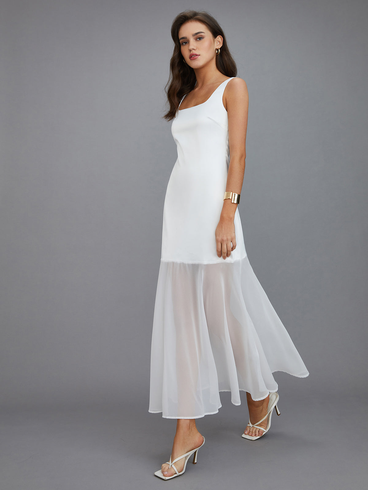 Sheer Overlay Long Dress | COMMENSE Sheer Overlay Long Dress | COMMENSE