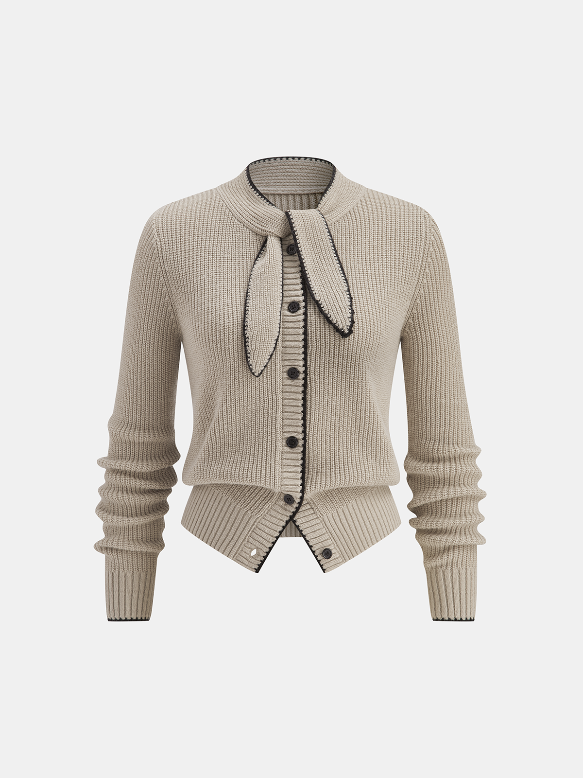Charcoal Contrast Trim Wool Blend Sweater