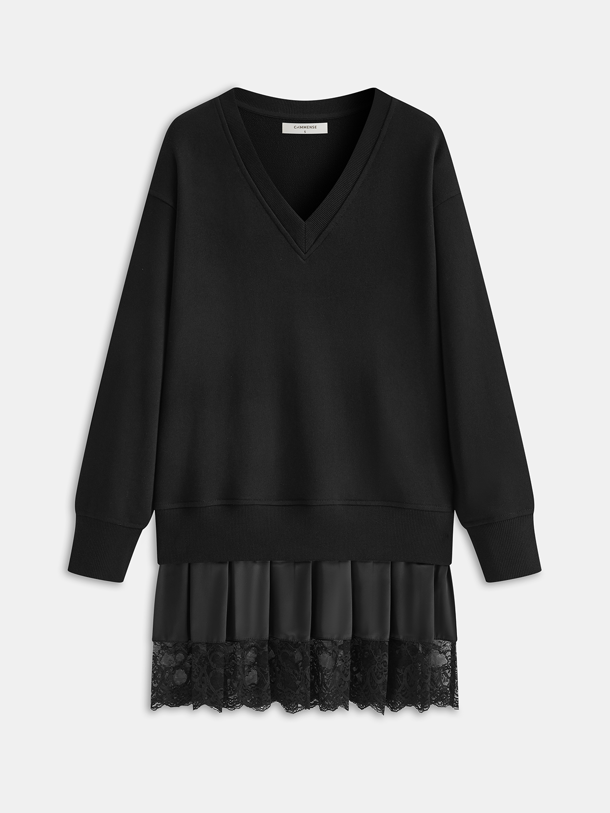pleated sweatshirt dress FchengtaiS Womens Oversized Sweatshirt Dress Patchwork Long Sleeve Crewneck Pullover Tops Relaxed Fit Flowy Pleated Sweatshirt Mini Dresses, Women's,