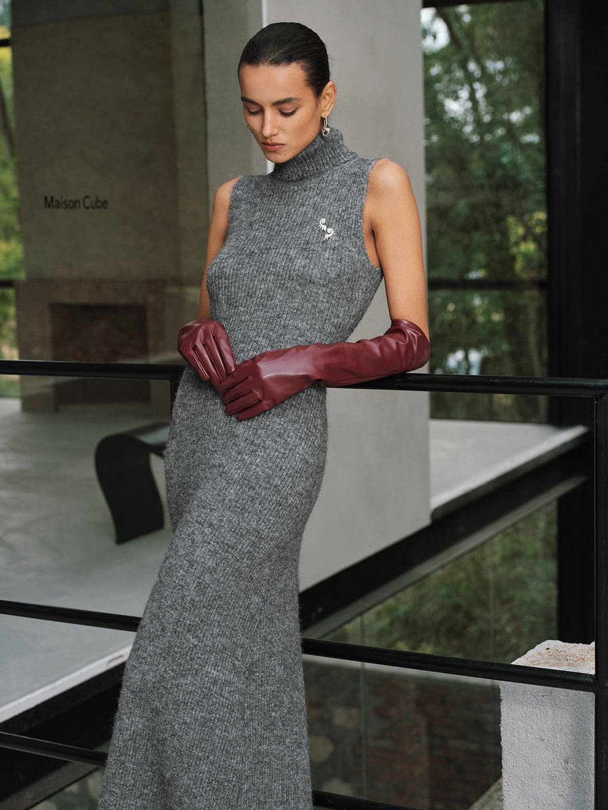 silver turtleneck dress Rosetta Getty | FITTED Turtleneck Maxi Dress - Lurex | XL