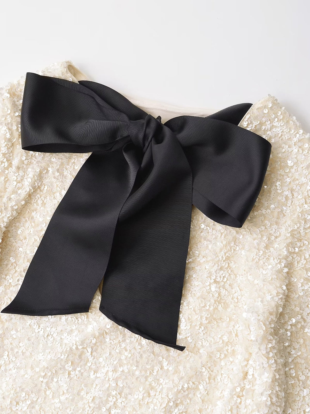 sequins velvet bowknot mini dress Sequin Velvet Mini Dress Small / Black