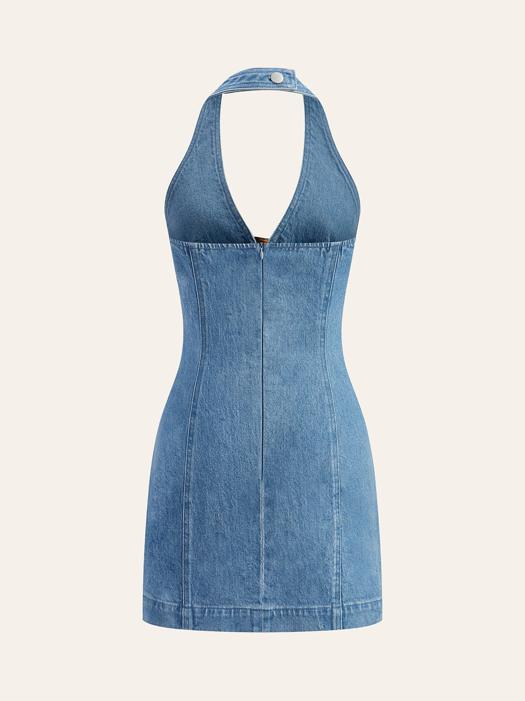 Halter Neck Buckle Detail Denim Dress Halter Neck Buckle Detail Denim Dress