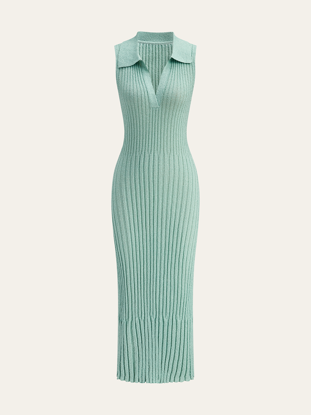 Ribbed Textured Knit Midi Dress with Polo Collar | COMMENSE Ribbed Textured Knit Midi Dress with Polo Collar | COMMENSE