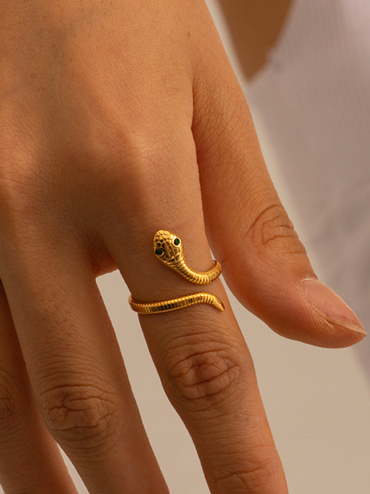 Gold-Toned Snake-Shaped Ring | COMMENSE